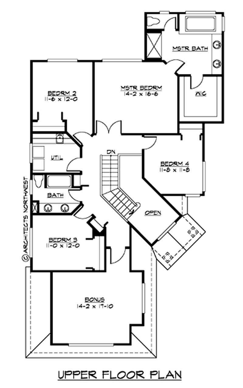 Floor Plan Second Story of Multi-Level Plan #115-1418