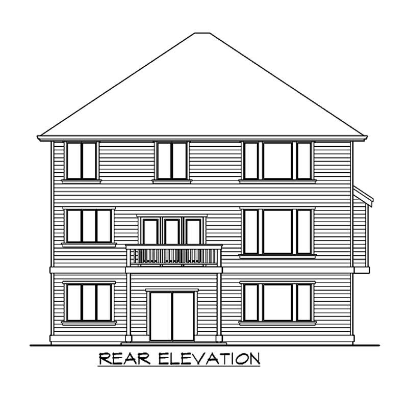 Home Plan Rear Elevation of this 4-Bedroom,4106 Sq Ft Plan -115-1419