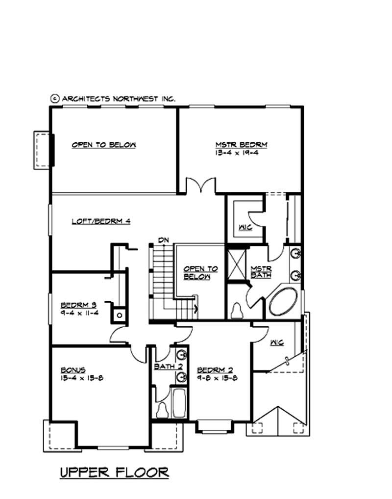 Floor Plan Second Story of Ranch Plan #115-1419