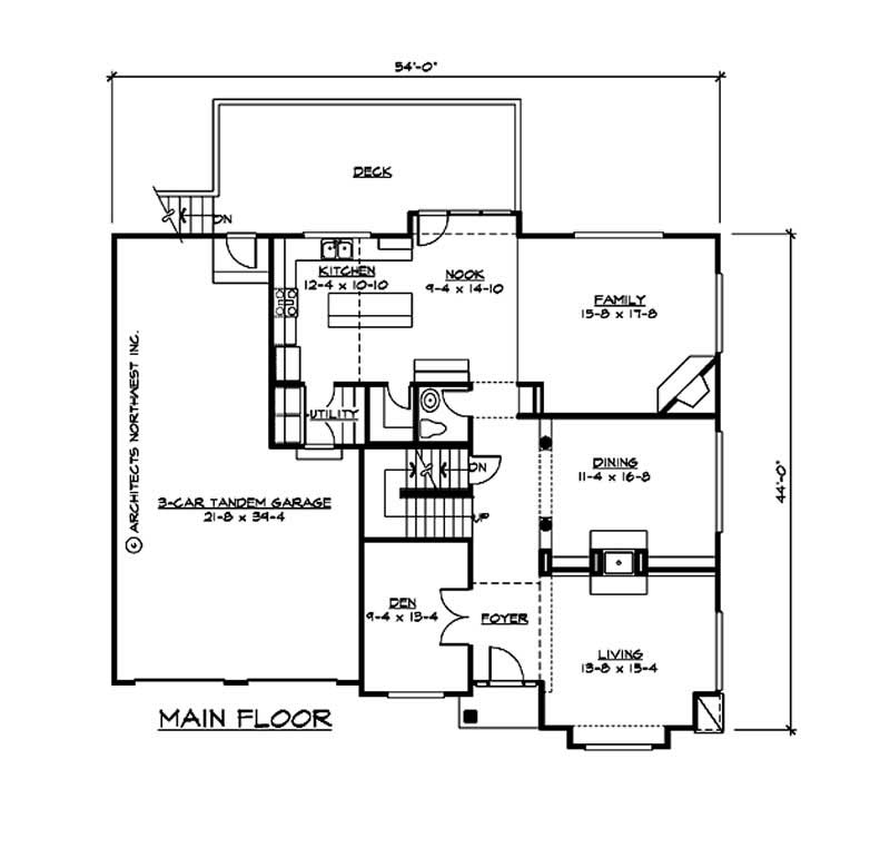 Floor Plan First Story of Colonial Plan #115-1421