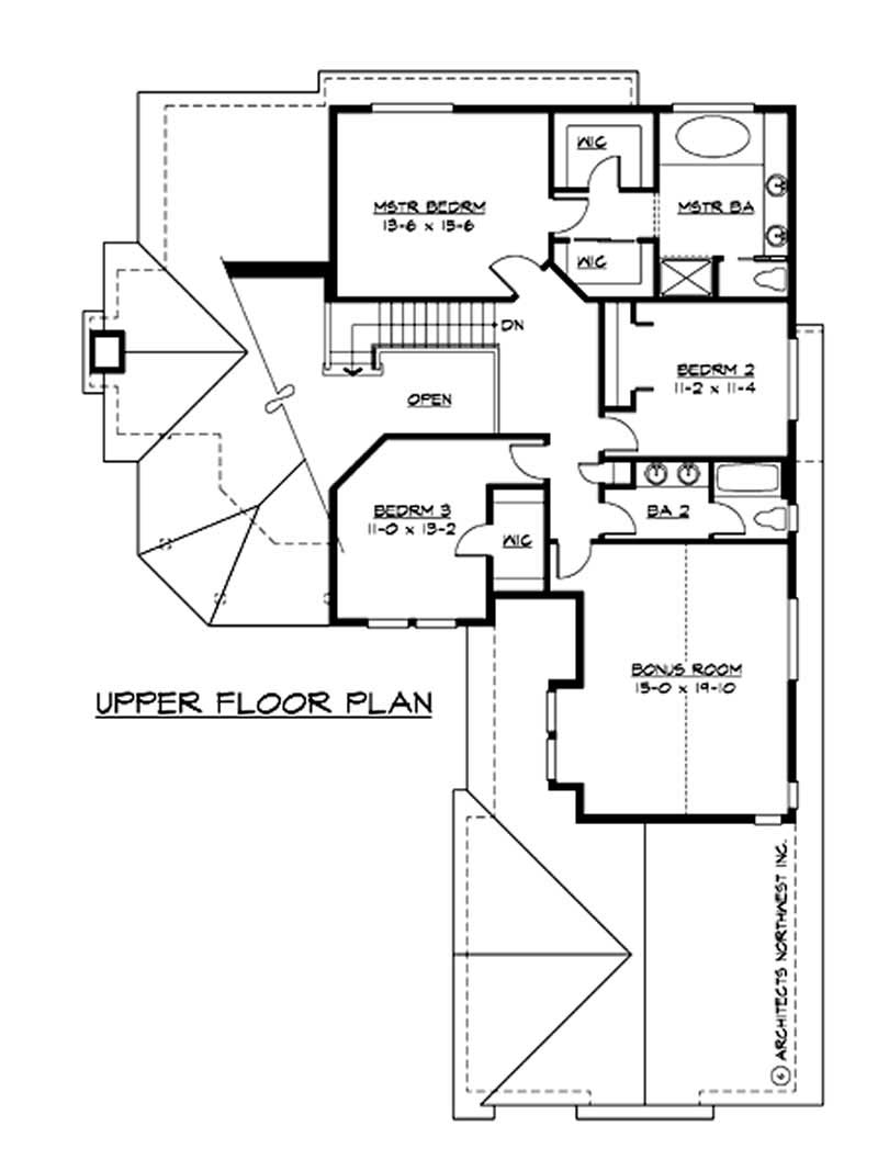 Floor Plan Second Story of Country Plan #115-1422