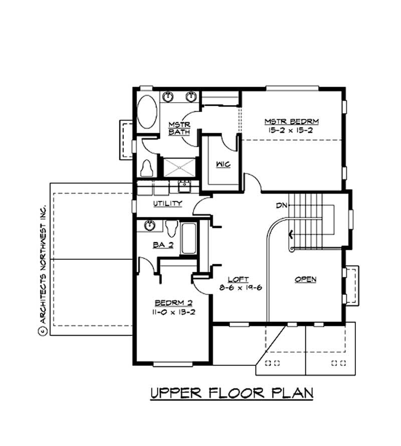 Floor Plan Second Story of Craftsman Plan #115-1428