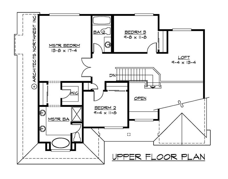 Floor Plan Second Story of Craftsman Plan #115-1429