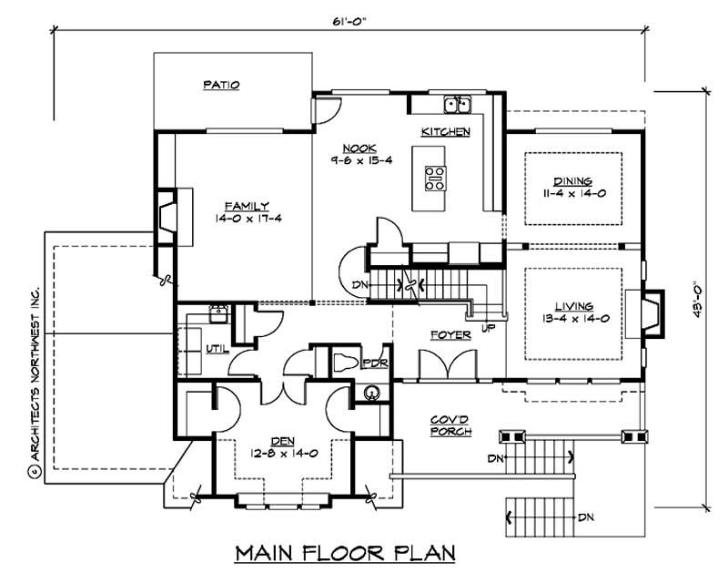 Floor Plan First Story of Multi-Level Plan #115-1430