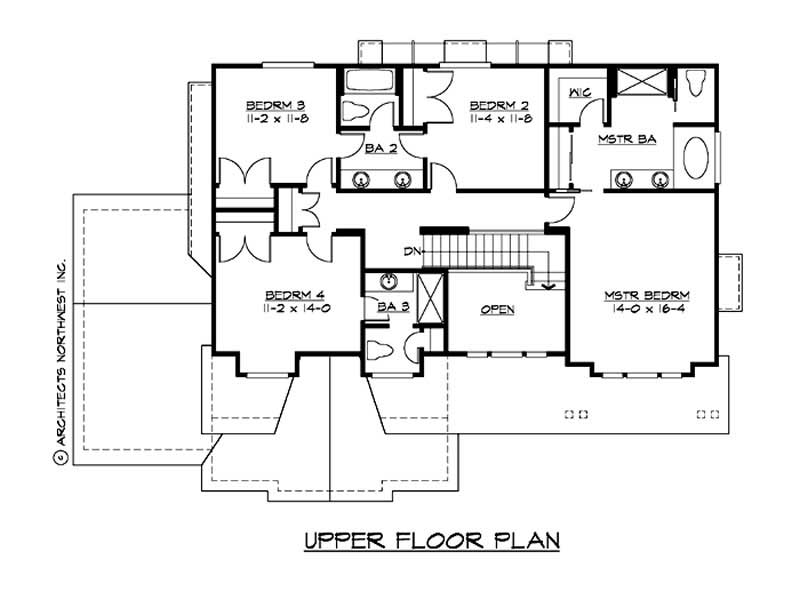 Floor Plan Second Story of Multi-Level Plan #115-1430