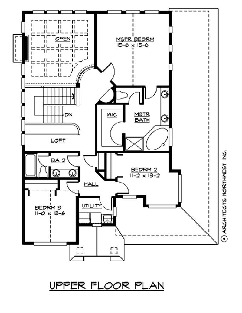 Floor Plan Second Story of Traditional Plan #115-1431
