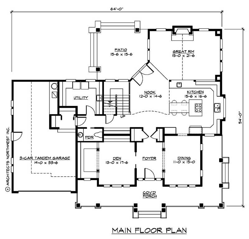 Floor Plan First Story of Craftsman Plan #115-1432