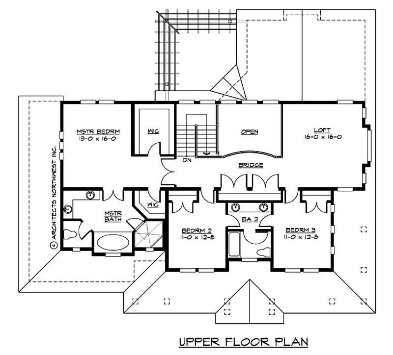 Floor Plan Second Story of Craftsman Plan #115-1432