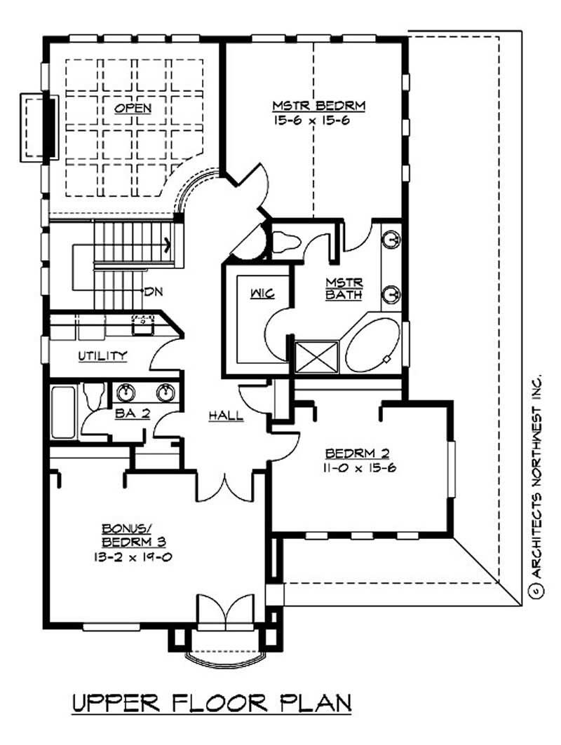 Floor Plan Second Story of Cape Cod Plan #115-1433