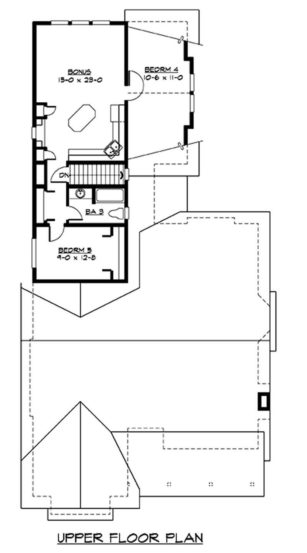 Floor Plan Second Story of Craftsman Plan #115-1434