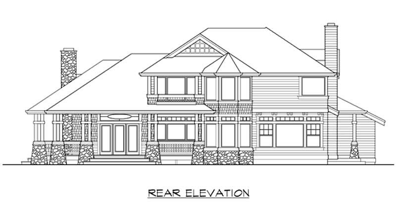 Home Plan Rear Elevation of this 4-Bedroom,2770 Sq Ft Plan -115-1440