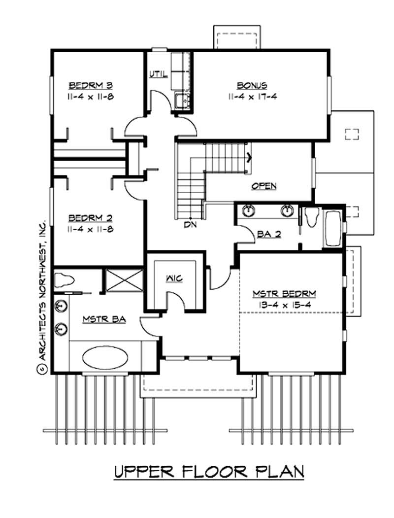 Floor Plan Second Story of Multi-Level Plan #115-1441