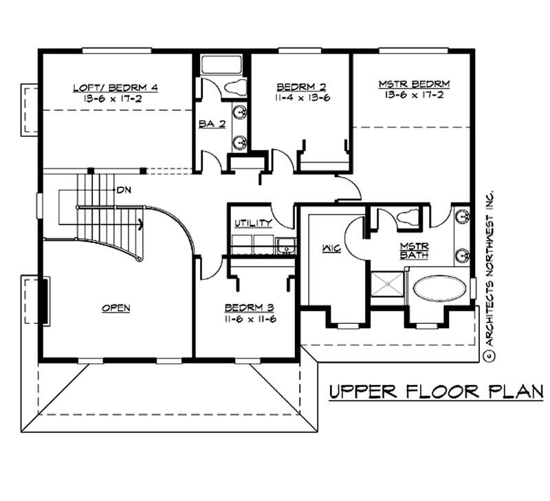 Floor Plan Second Story of Country Plan #115-1443