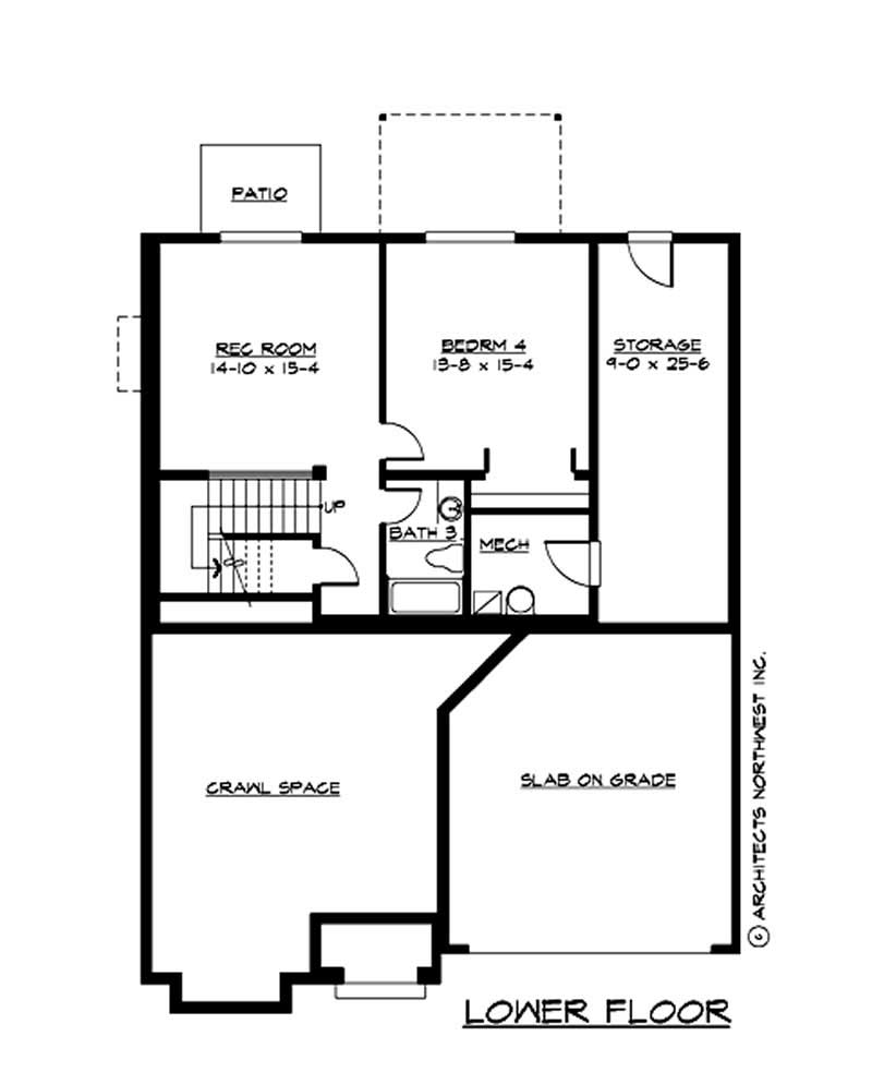 Floor Plan Basement of Multi-Level Plan #115-1445