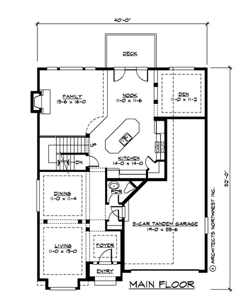 Floor Plan First Story of Multi-Level Plan #115-1445