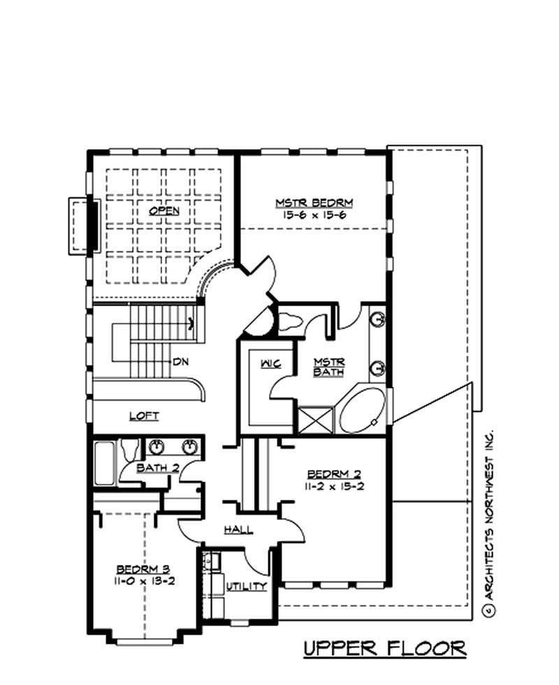 Floor Plan Second Story of Multi-Level Plan #115-1445