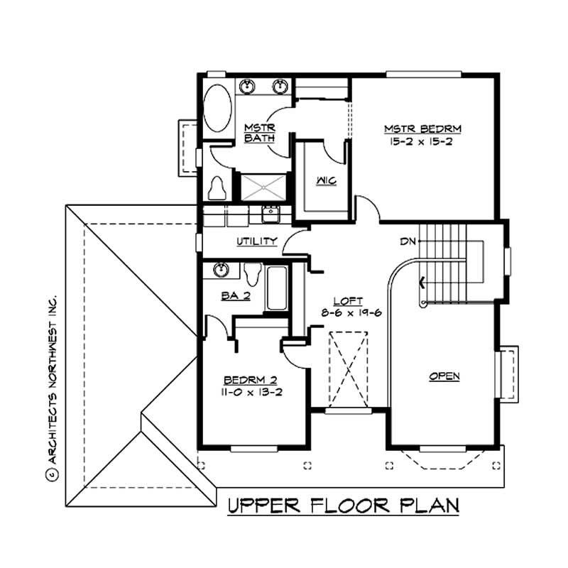 Floor Plan Second Story of Craftsman Plan #115-1452