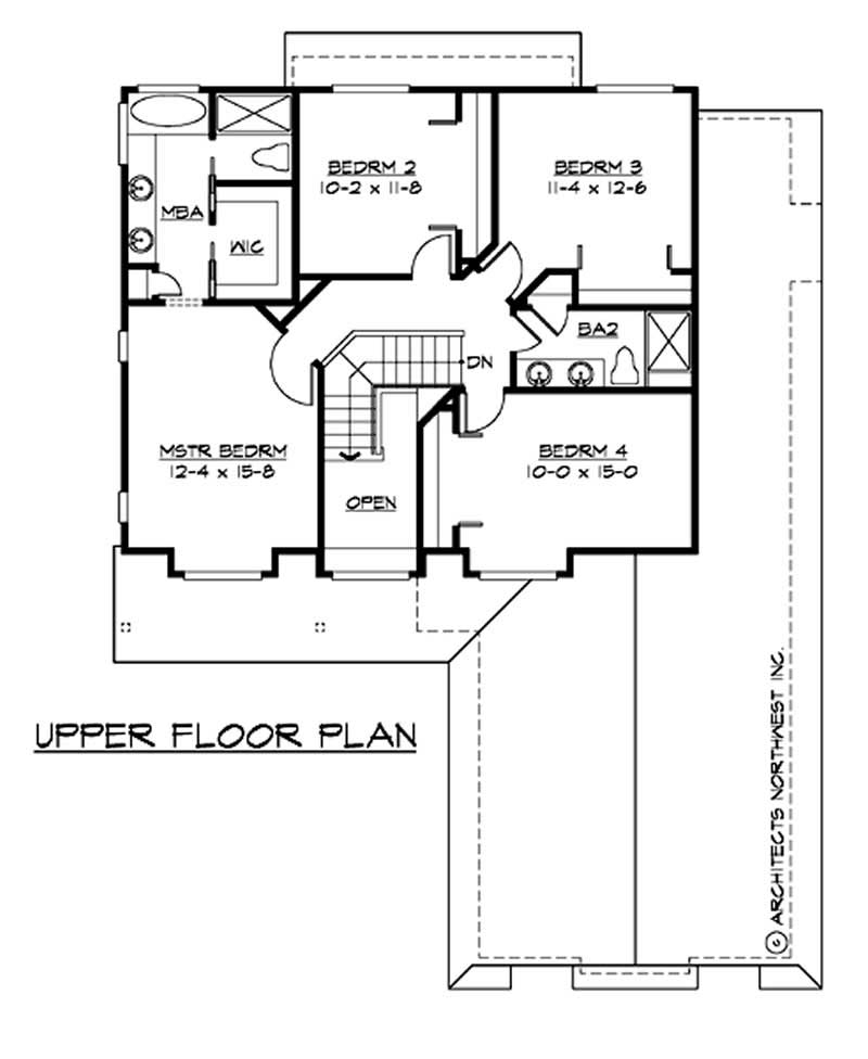 Floor Plan Second Story of Cape Cod Plan #115-1458