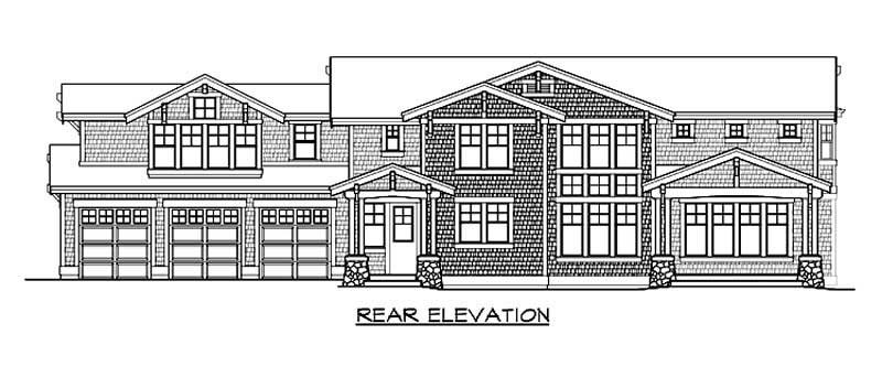 Home Plan Rear Elevation of this 4-Bedroom,4177 Sq Ft Plan -115-1463