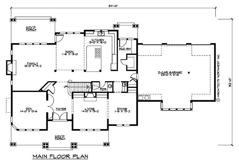 Floor Plan First Story of Craftsman Plan #115-1463