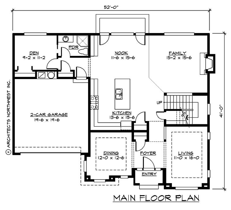 Floor Plan First Story of Traditional Plan #115-1464