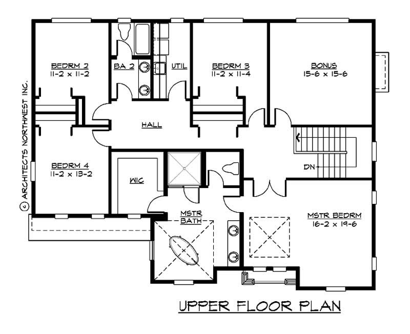 Floor Plan Second Story of Traditional Plan #115-1464