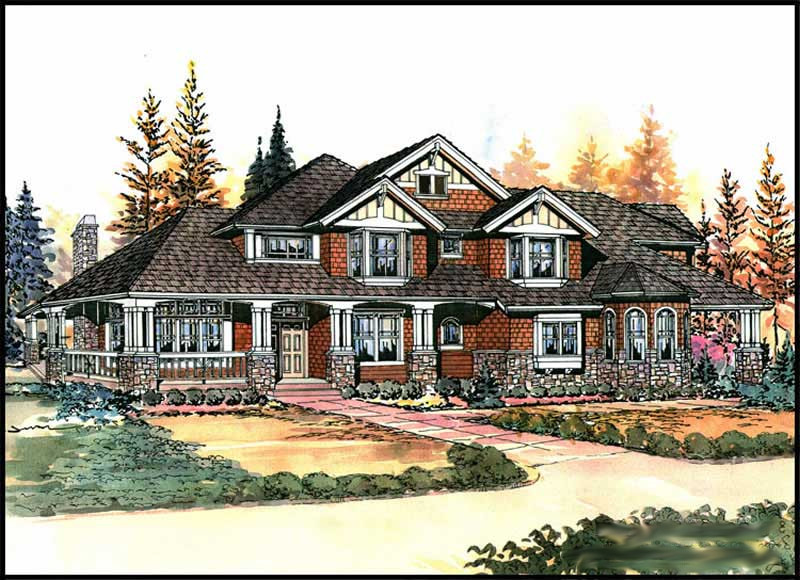 Home Plan Front Elevation of this 4-Bedroom,4100 Sq Ft Plan -115-1465