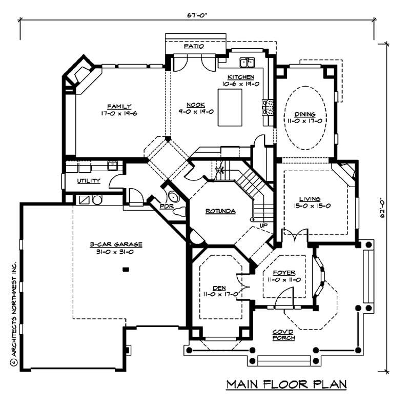 Floor Plan First Story of Craftsman Plan #115-1466