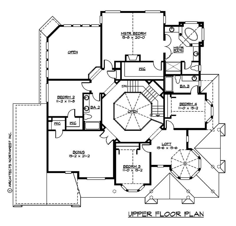 Floor Plan Second Story of Craftsman Plan #115-1466