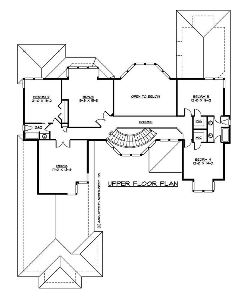 Floor Plan Second Story of Contemporary Plan #115-1467