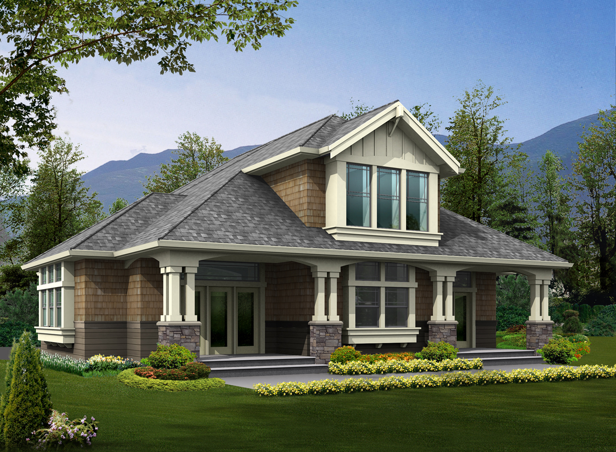 Front elevation of Colonial home (ThePlanCollection: House Plan #115-1468)