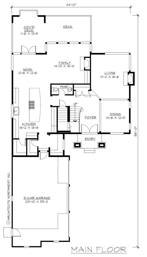 Floor Plan First Story of Craftsman Plan #115-1469