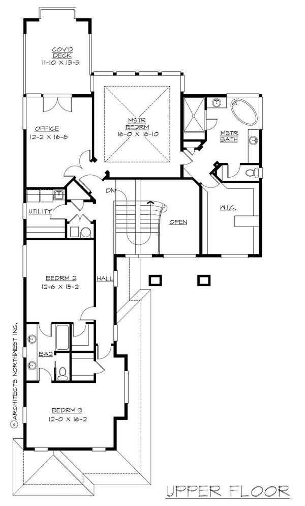 Floor Plan Second Story of Craftsman Plan #115-1469