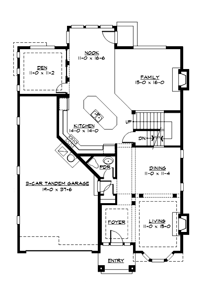Floor Plan First Story of Shingle Plan #115-1470