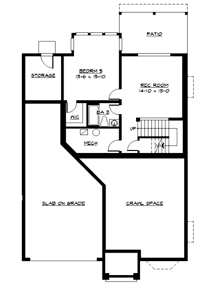 Floor Plan Basement of Shingle Plan #115-1470