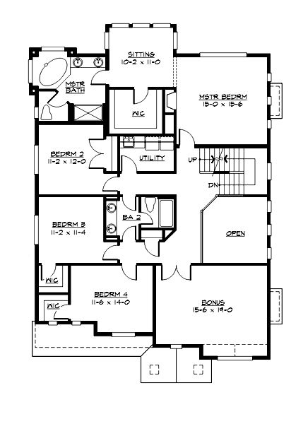 Floor Plan Second Story of Shingle Plan #115-1470