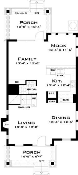 Floor Plan First Story of Traditional Plan #116-1000