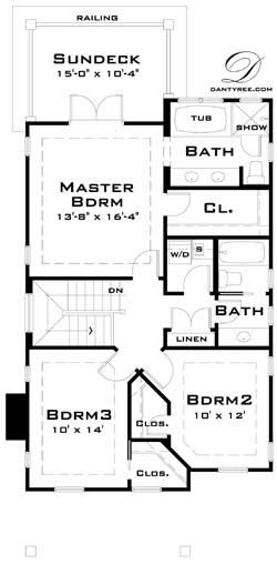 Floor Plan Second Story of Traditional Plan #116-1000