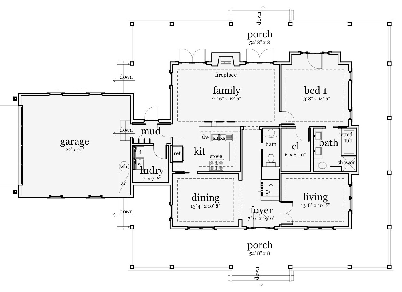 Floor Plan First Story of Country Plan #116-1001