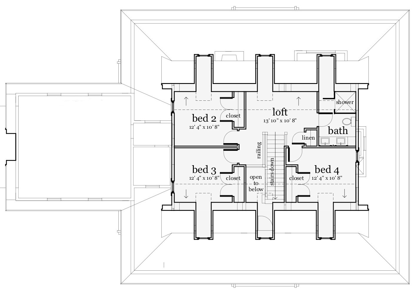 Floor Plan Second Story of Country Plan #116-1001