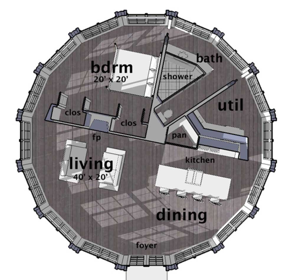 Floor Plan First Story of Coastal Plan #116-1002