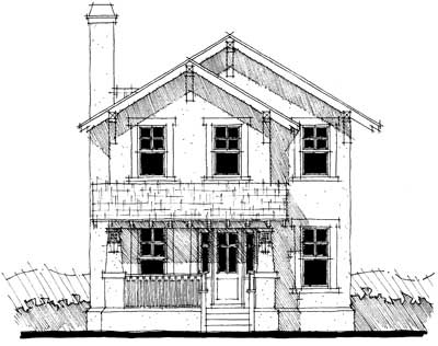Front elevation of Bungalow home (ThePlanCollection: House Plan #116-1004)