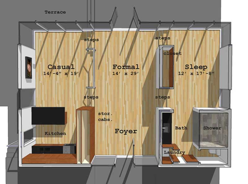 Floor Plan First Story of Modern Plan #116-1005