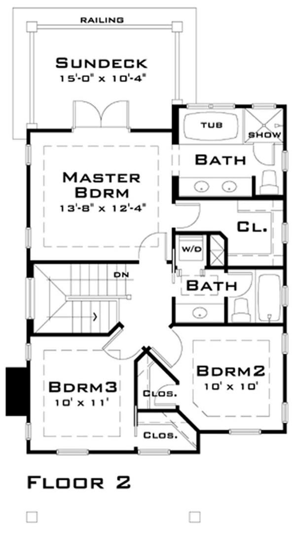 Floor Plan Second Story of Craftsman Plan #116-1007