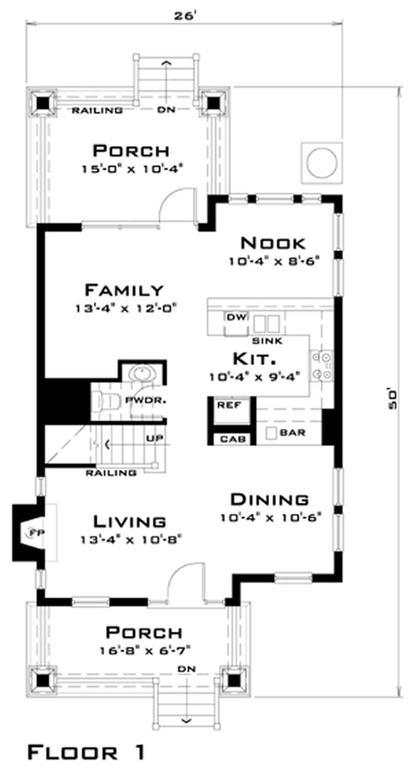 Floor Plan First Story of Craftsman Plan #116-1007
