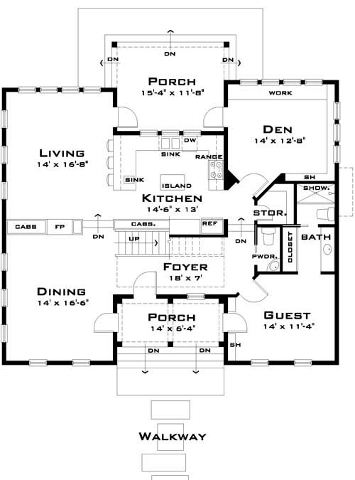 Floor Plan First Story of Traditional Plan #116-1009