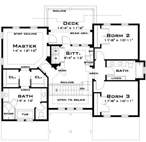 Floor Plan Second Story of Traditional Plan #116-1009
