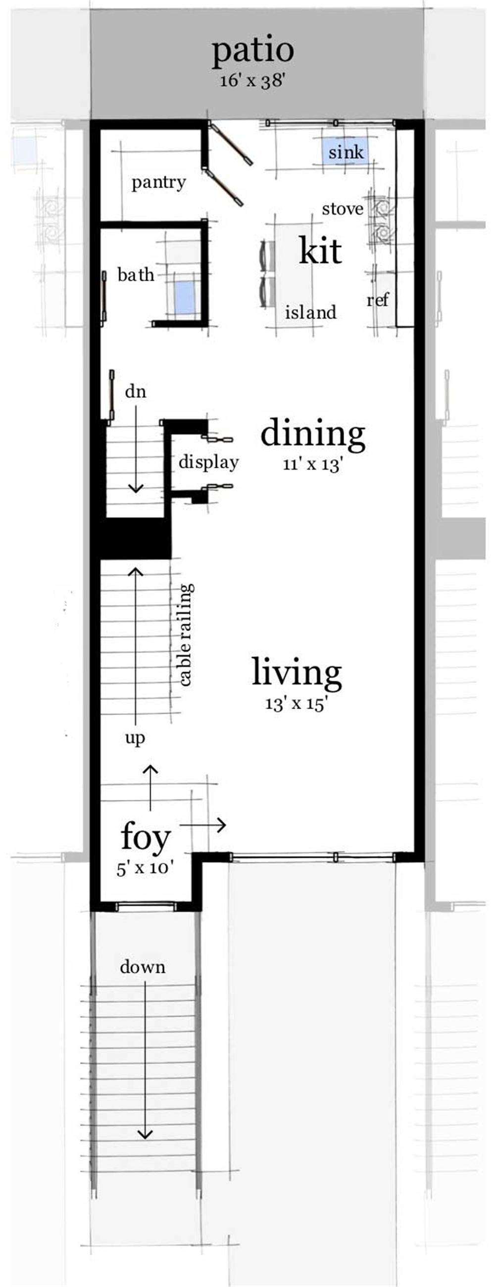 Floor Plan First Story of Modern Plan #116-1011