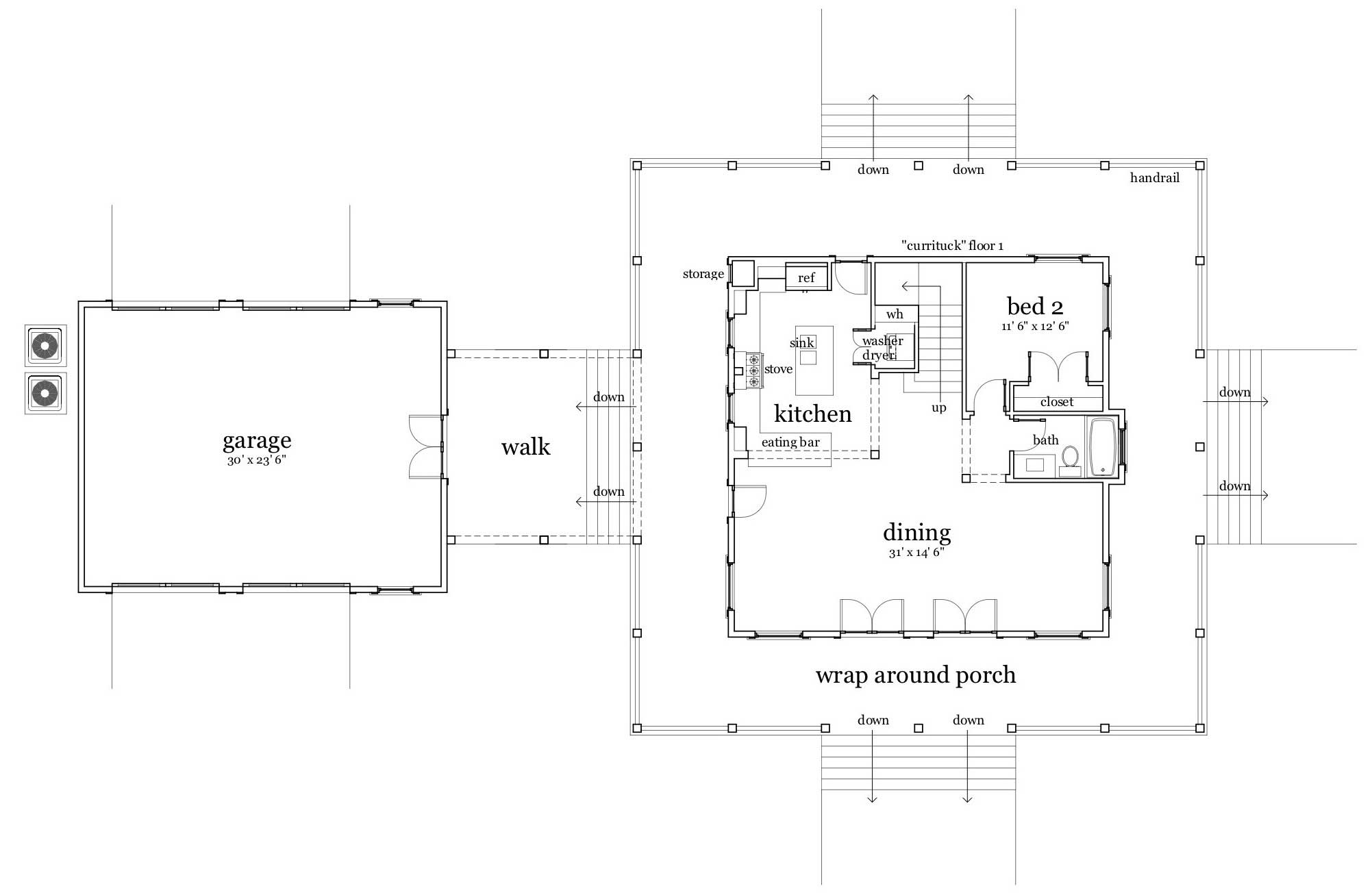 Floor Plan First Story of Coastal Plan #116-1014