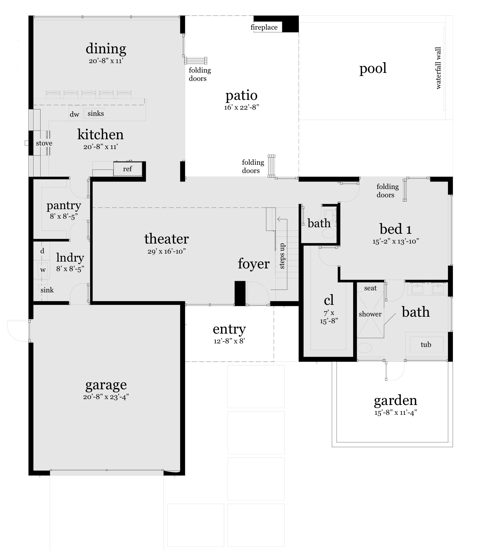 Floor Plan First Story of Concrete Block/ ICF Design Plan #116-1015